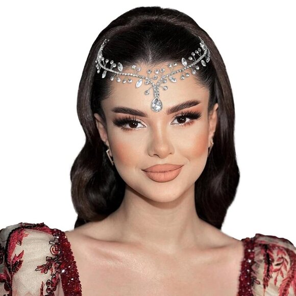 Wedding Headpiece Rhinestone Bridal Headband Silver Leaf Hair Accessory main image 4